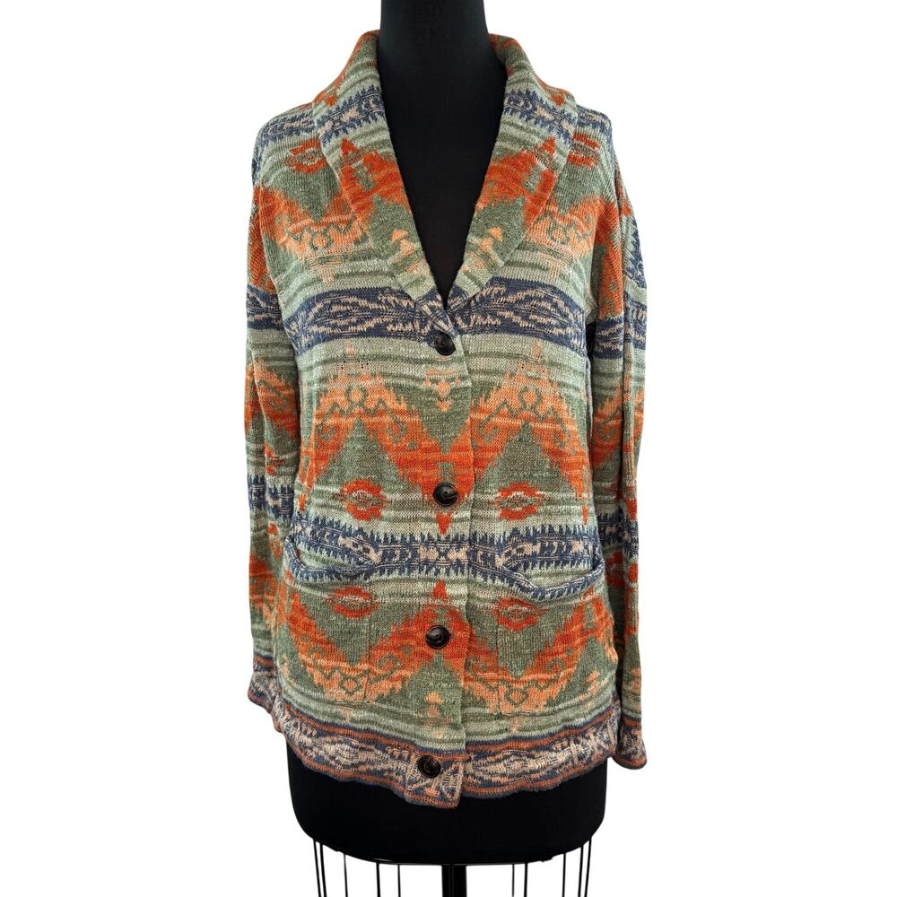 Denim & Supply Ralph Lauren Cardigan Sweater Knit Aztec Southwest Shawl M Medium